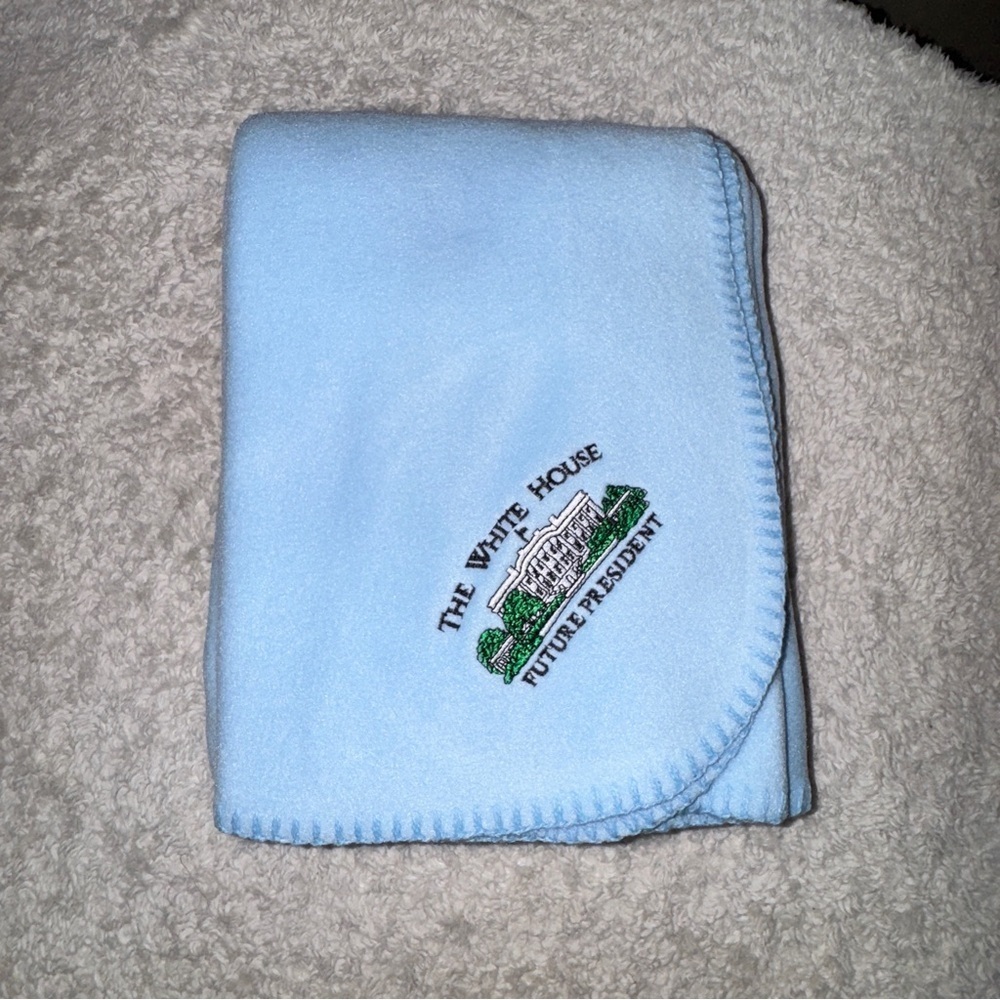 Light Blue Embroidered Blanket